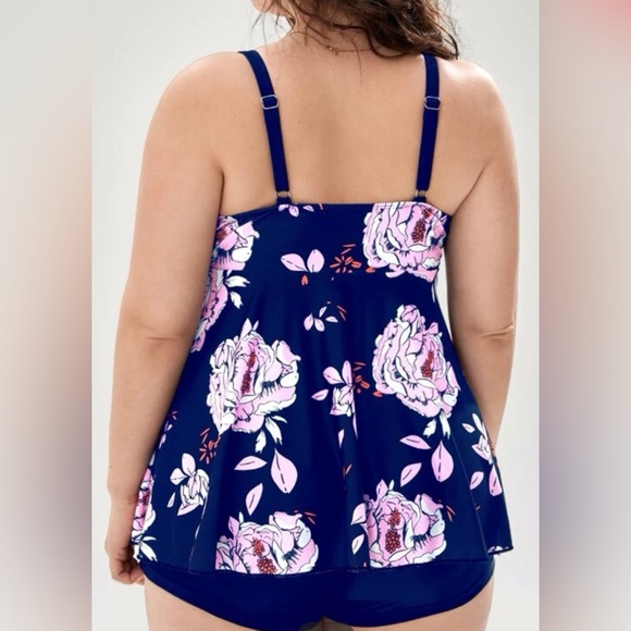 SHEIN  NWOT PLUS floral print lace-up front bikini swimsuit, 2 piece, 4XL - Picture 2 of 2